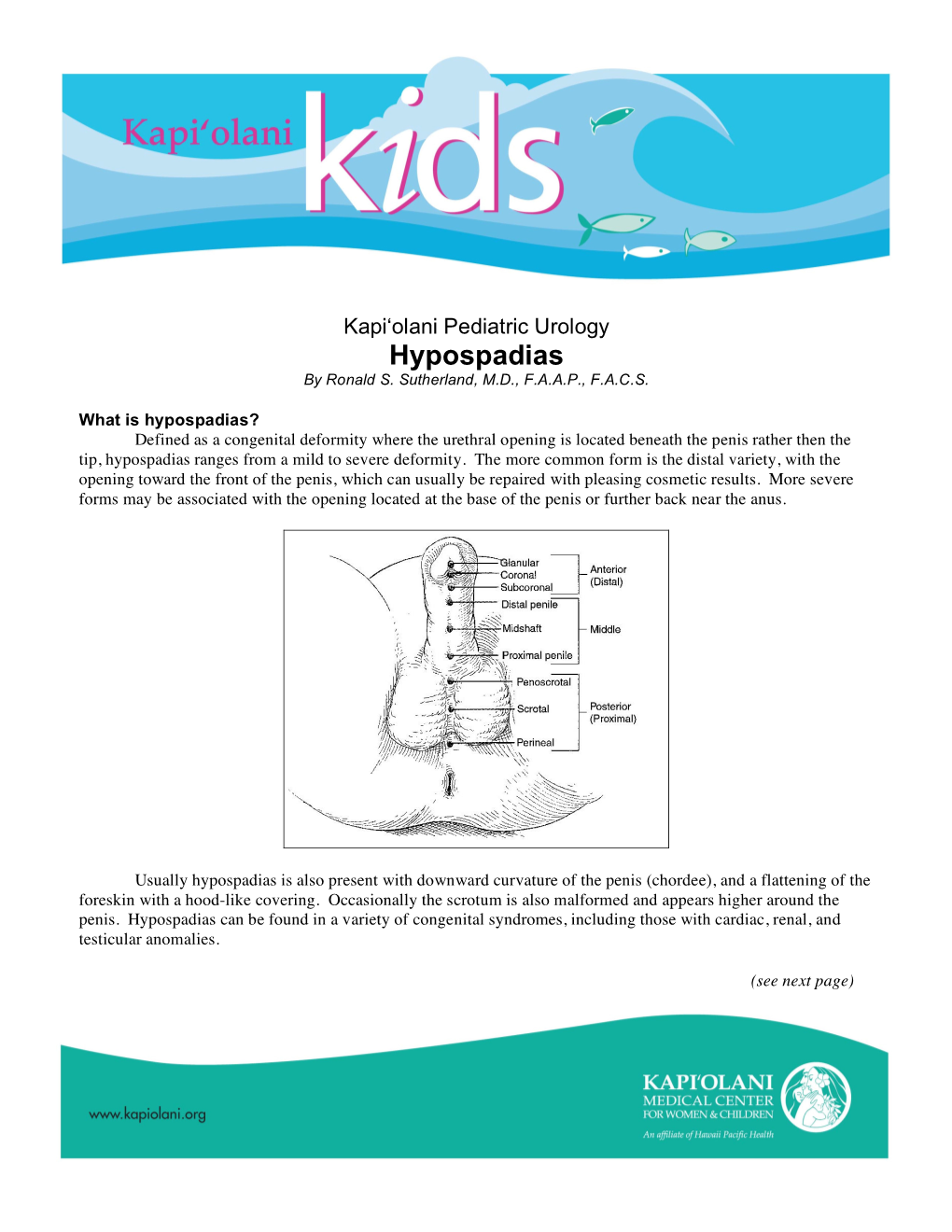 Hypospadias by Ronald S