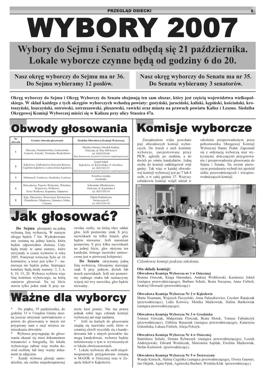 WYBORY 2007 Wybory Do Sejmu I Senatu Odbędą Się 21 Października