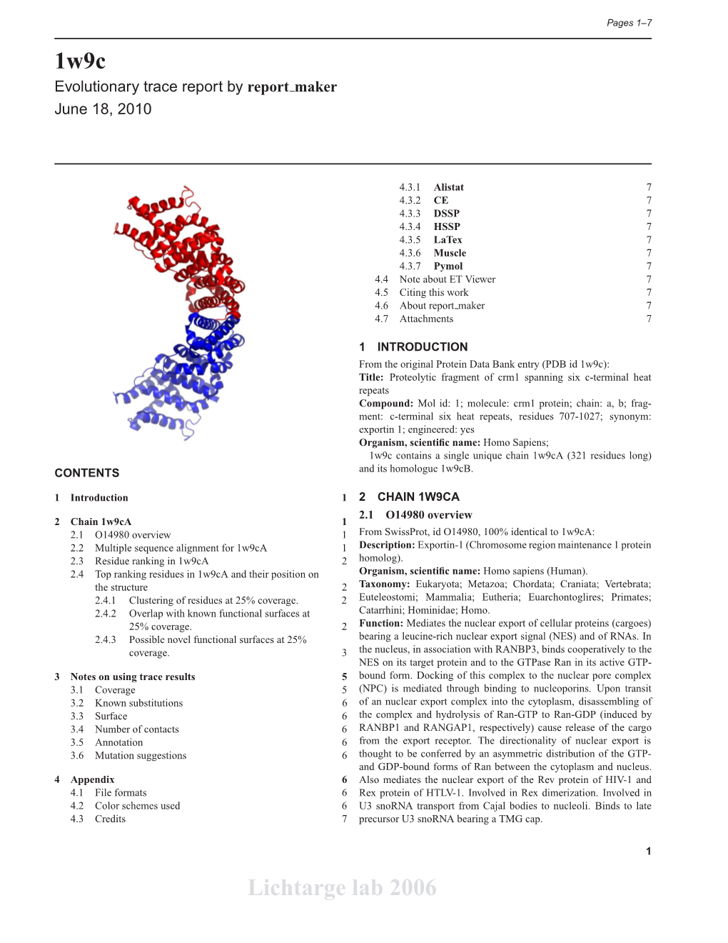 1W9c Lichtarge Lab 2006