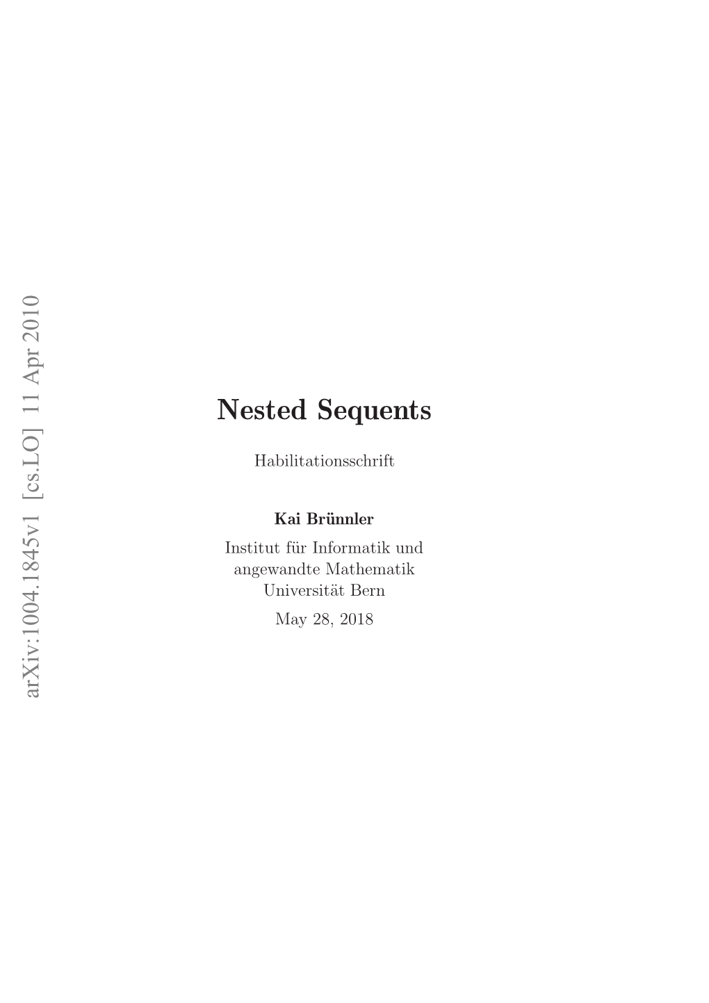 Nested Sequents, a Natural Generalisation of Hypersequents, Allow Us to Develop a Systematic Proof Theory for Modal Logics