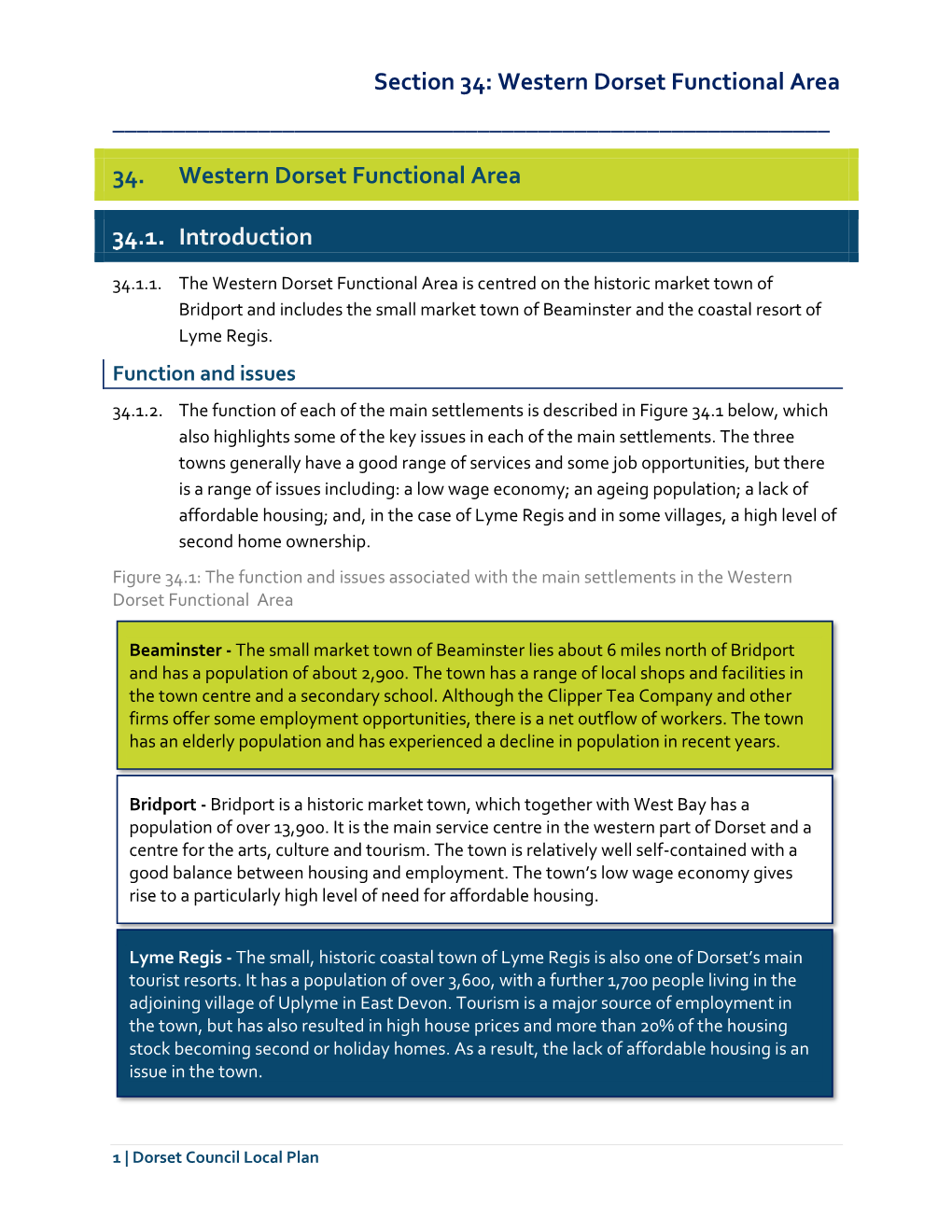 Section 34: Western Dorset Functional Area ______