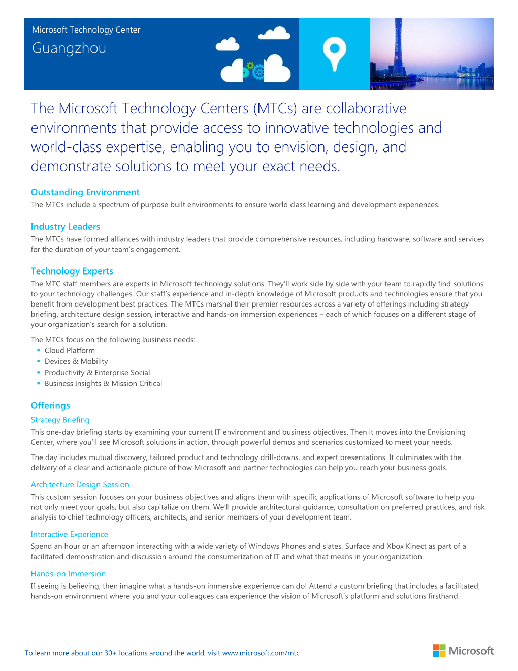 The Microsoft Technology Centers (Mtcs) Are Collaborative