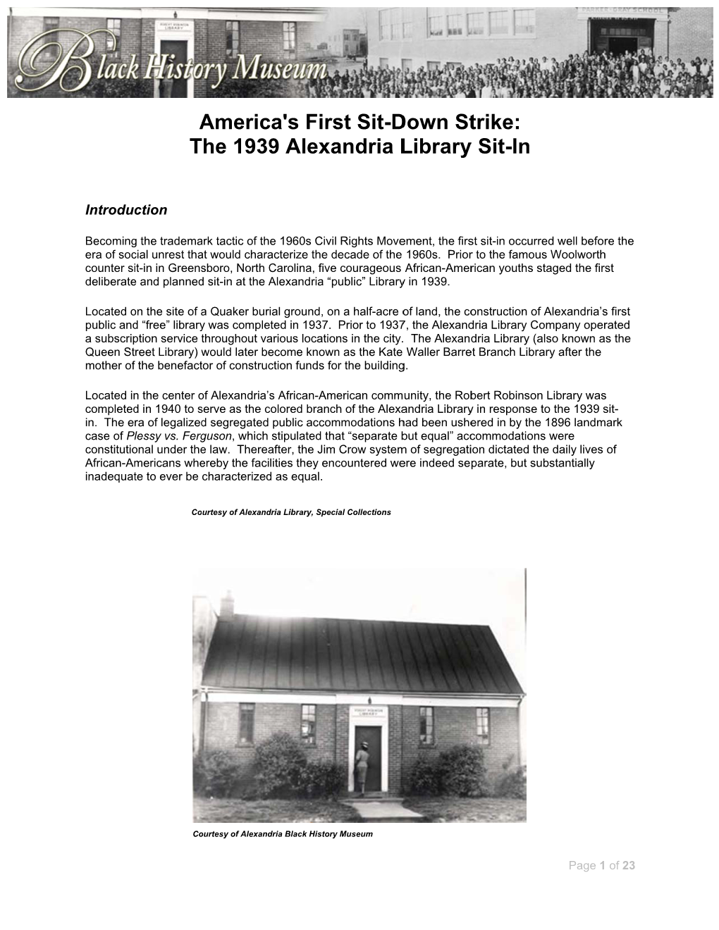 Sit-Down Strike: the 1939 Alexandria Library Sit-In