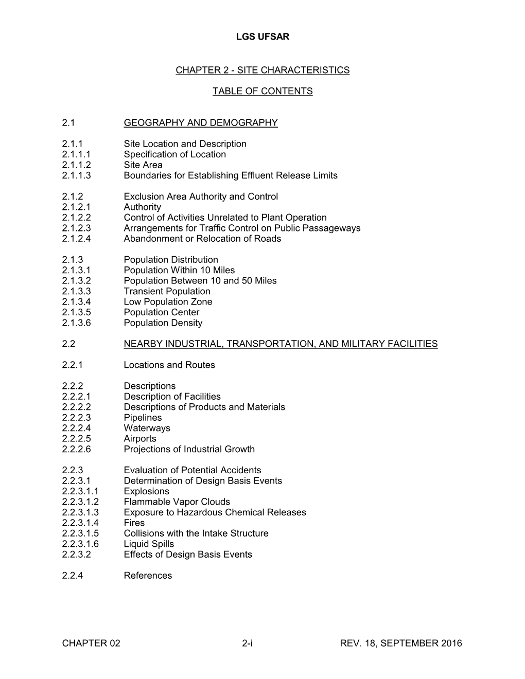 Limerick Generating Station, Units 1 & 2, Revision 18 to Updated Final Safety Analysis Report, Chapter 2, Site Characteristi