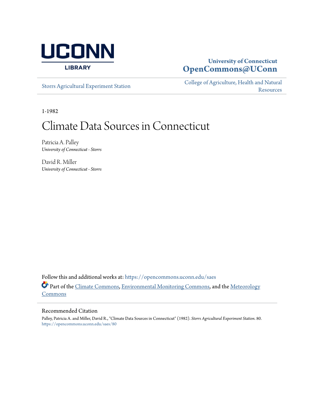 Climate Data Sources in Connecticut Patricia A