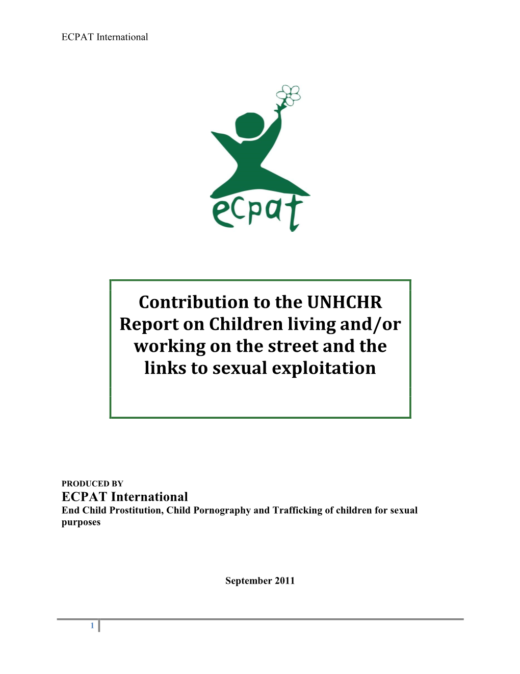 Contribution to the UNHCHR Report on Children Living And/Or Working