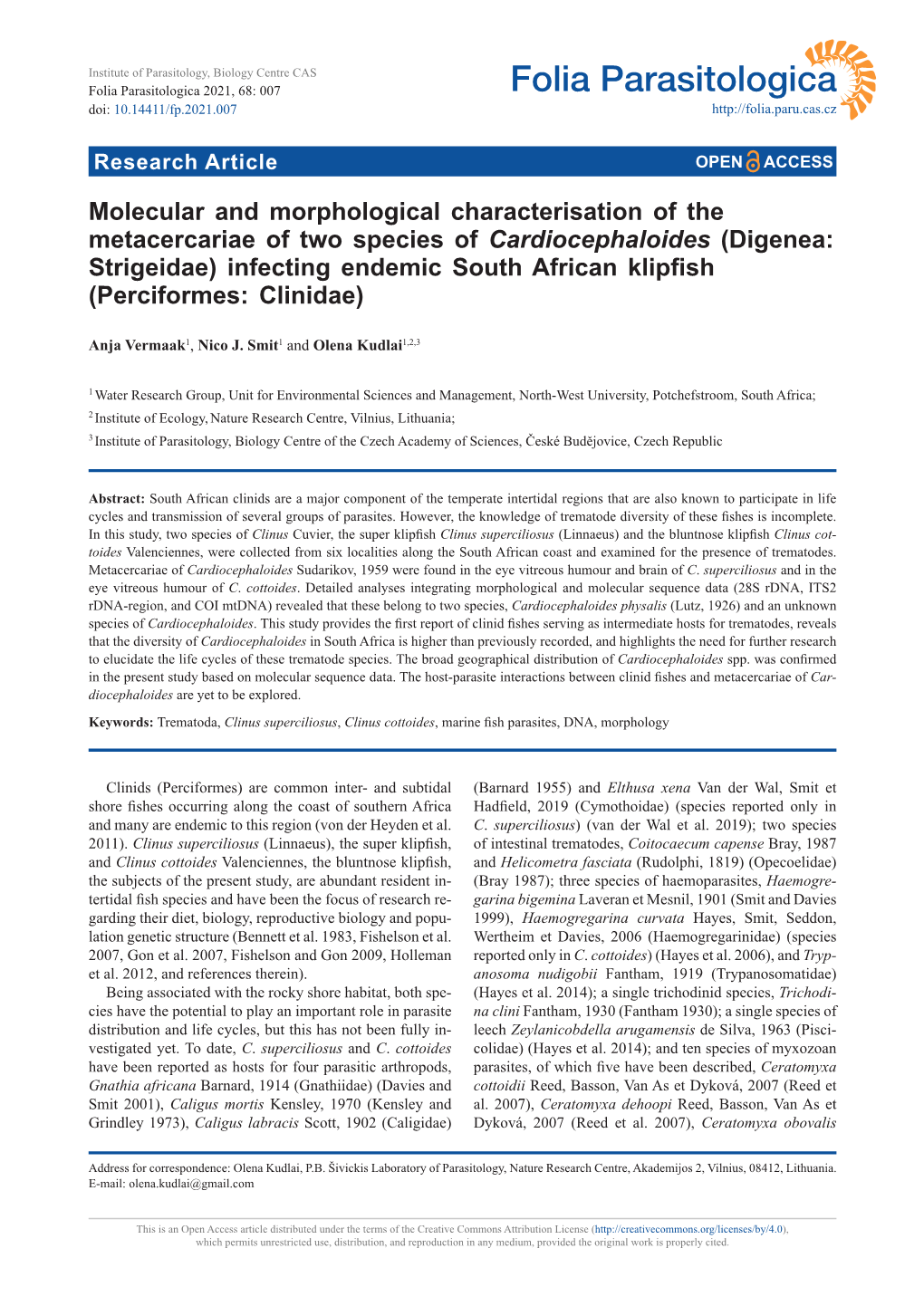 Molecular and Morphological Characterisation of The