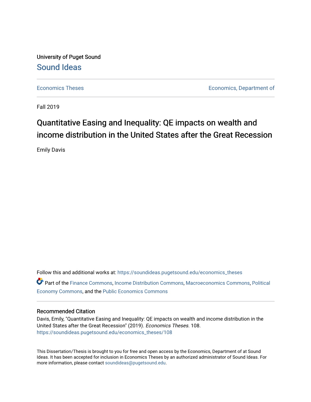 Quantitative Easing and Inequality: QE Impacts on Wealth and Income Distribution in the United States After the Great Recession