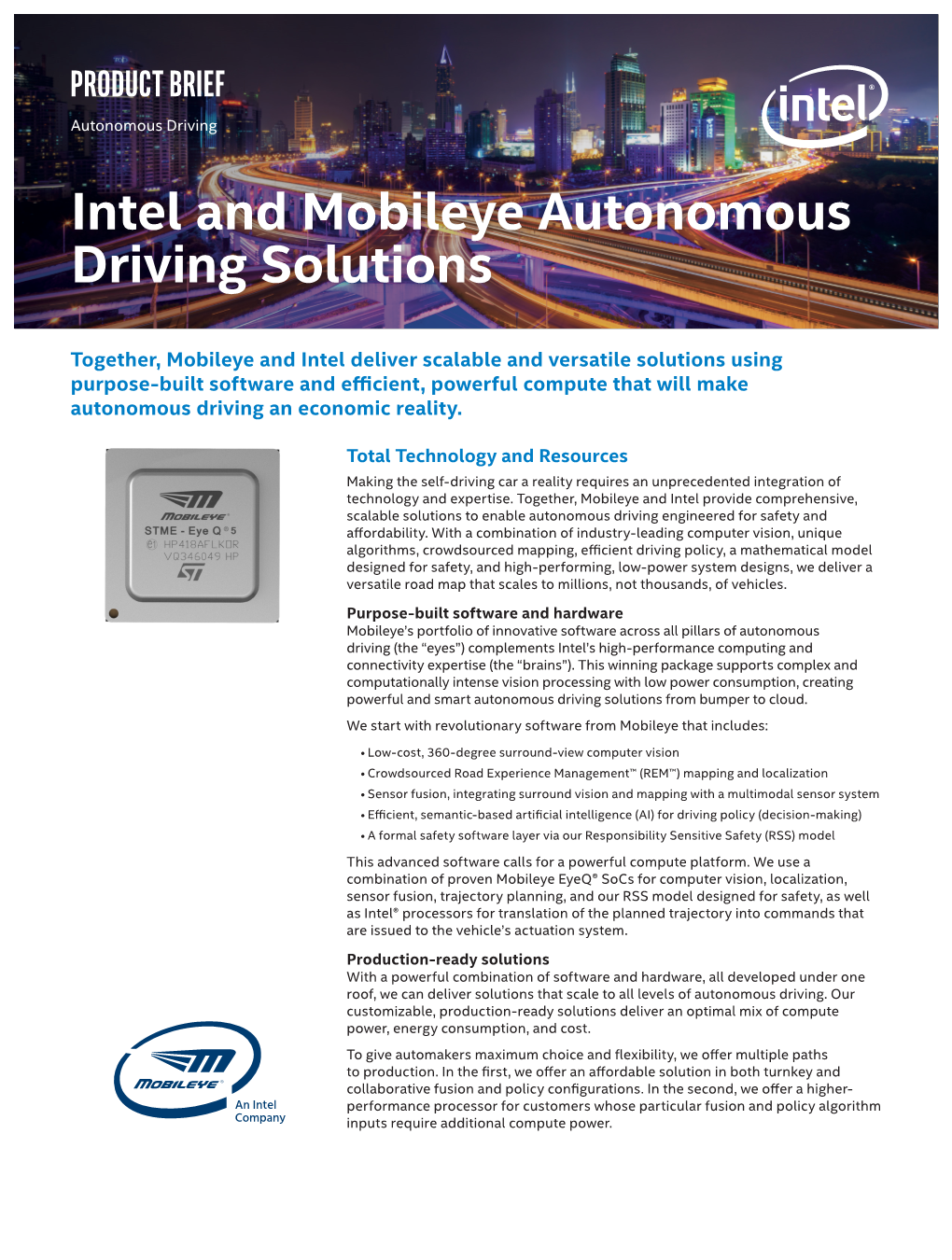 Intel and Mobileye Autonomous Driving Solutions