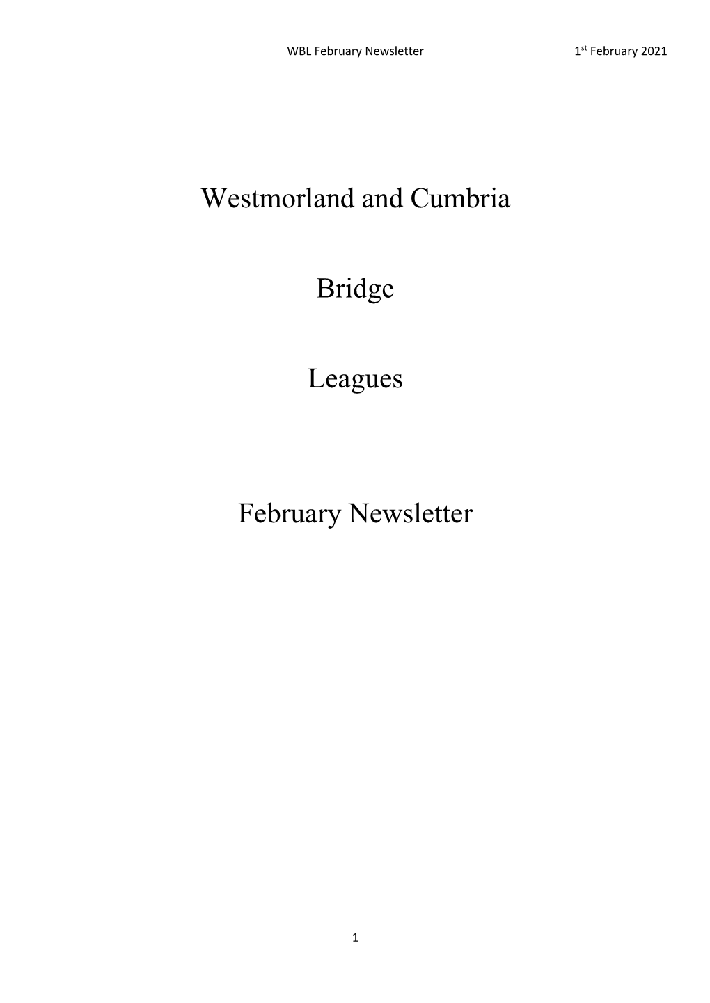 Westmorland and Cumbria Bridge Leagues February