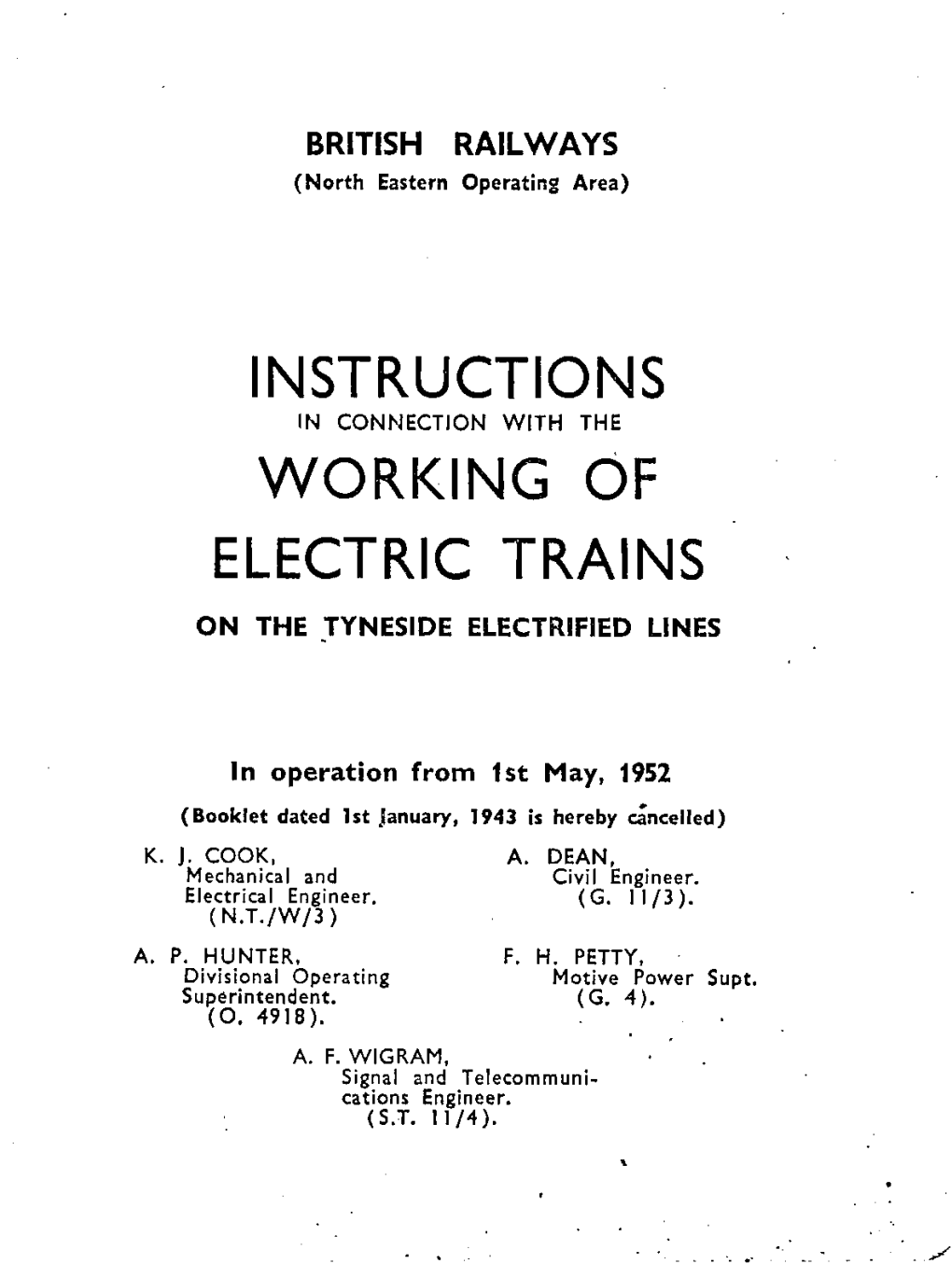 Instructions Working of Electric Trains