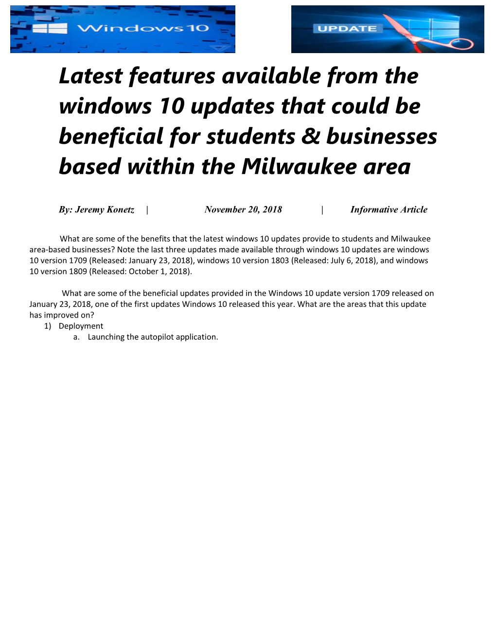 Latest Features Available from the Windows 10 Updates That Could Be Beneficial for Students & Businesses Based Within the Milwaukee Area