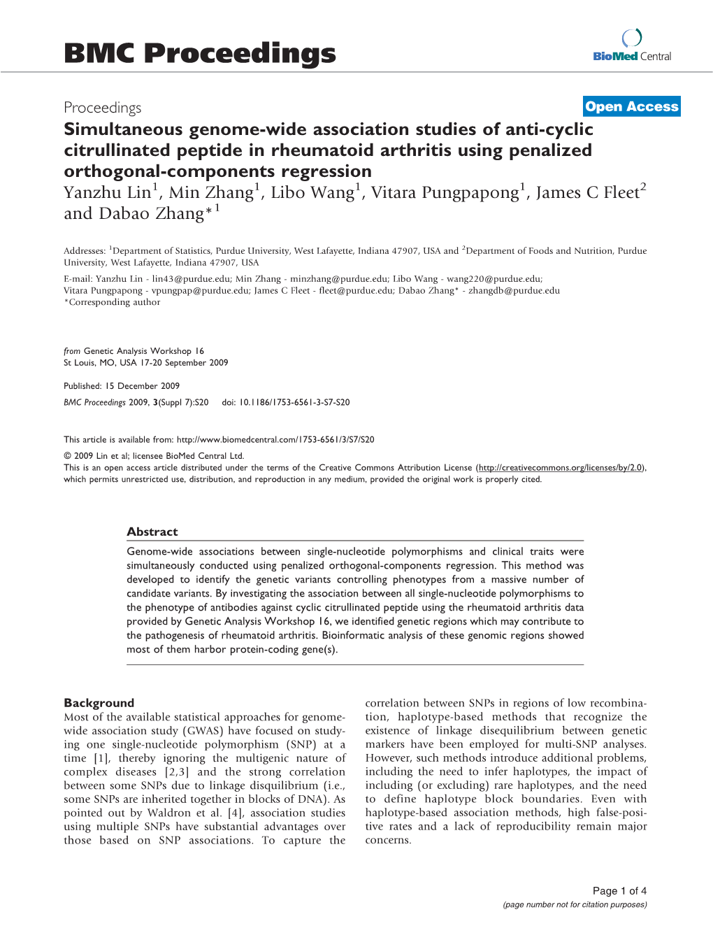 Simultaneous Genome-Wide Association Studies of Anti-Cyclic Citrullinated Peptide in Rheumatoid Arthritis Using Penalized Orthogonal-Components Regression