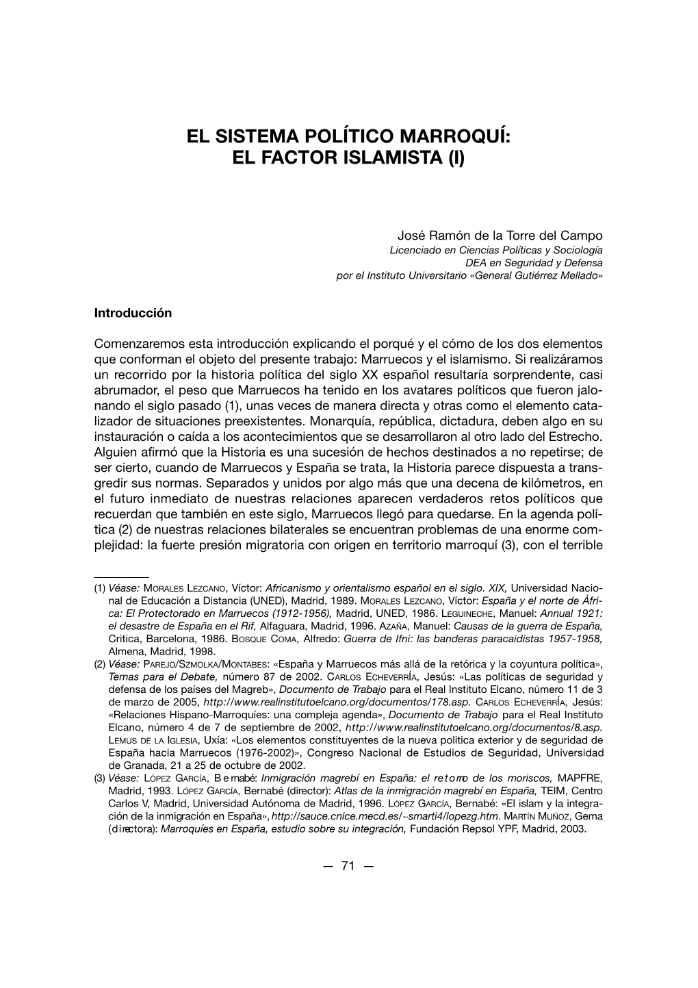 El Sistema Político Marroquí: El Factor Islamista (I)