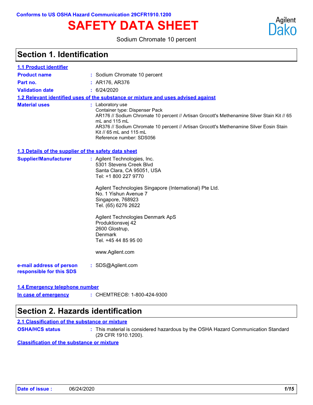 Sodium Chromate 10 Percent Section 1