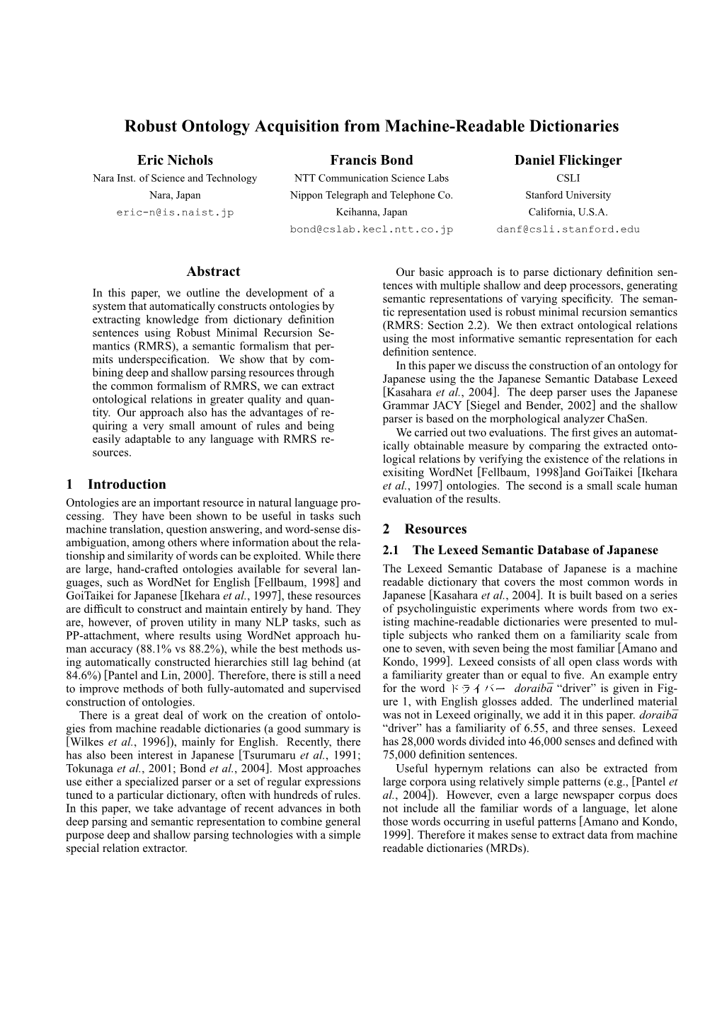 Robust Ontology Acquisition from Machine-Readable Dictionaries