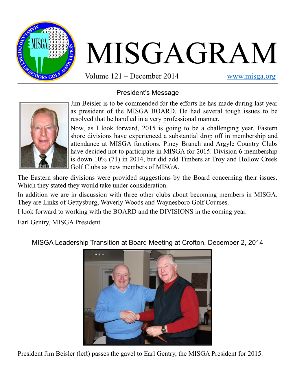 MISGAGRAM Volume 121 – December 2014