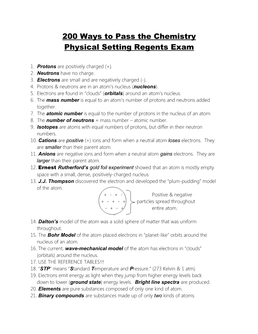 200 Ways to Pass the Chemistry