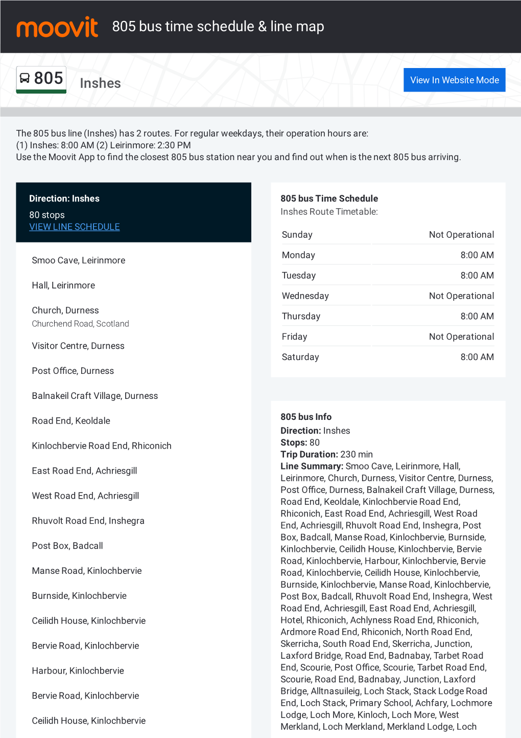 805 Bus Time Schedule & Line Route