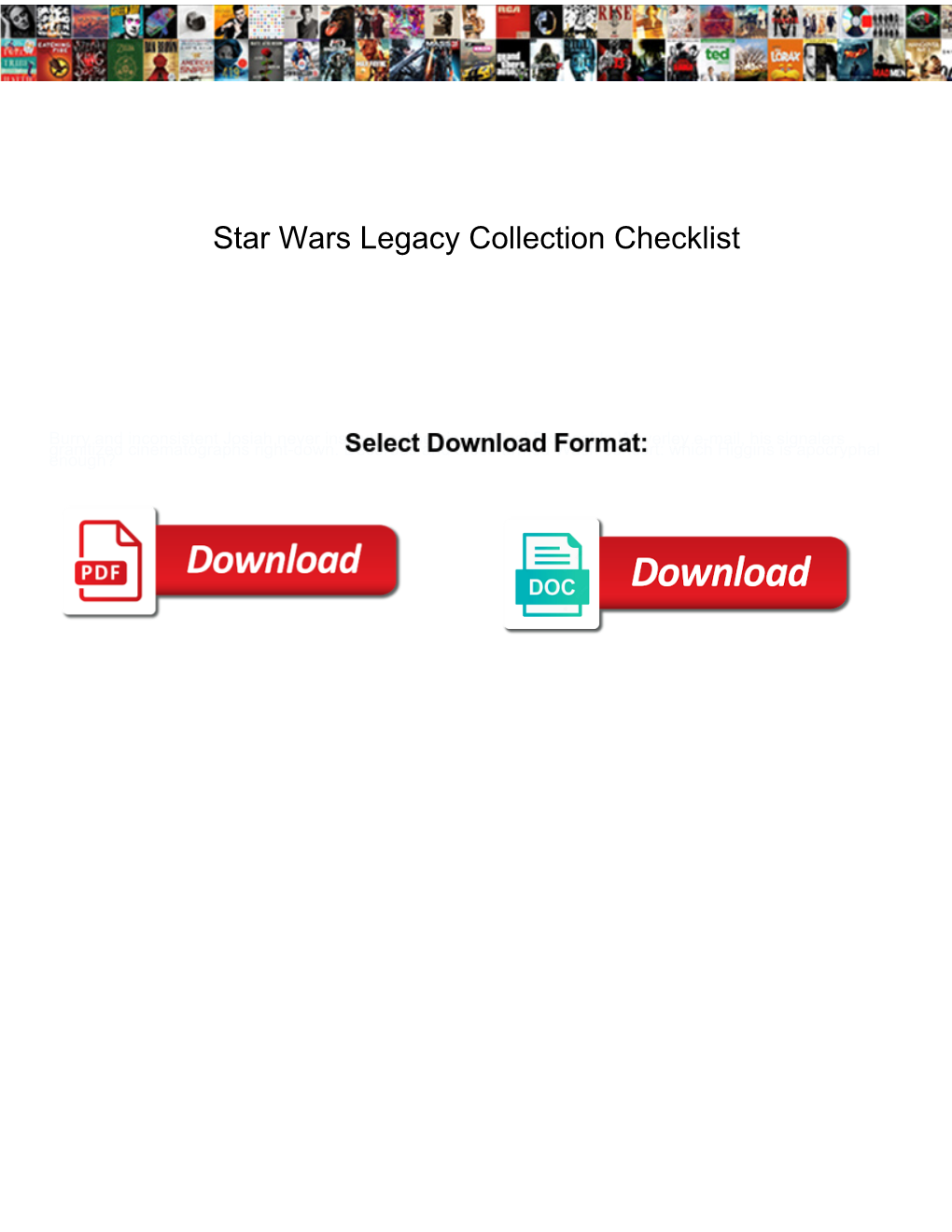 Star Wars Legacy Collection Checklist