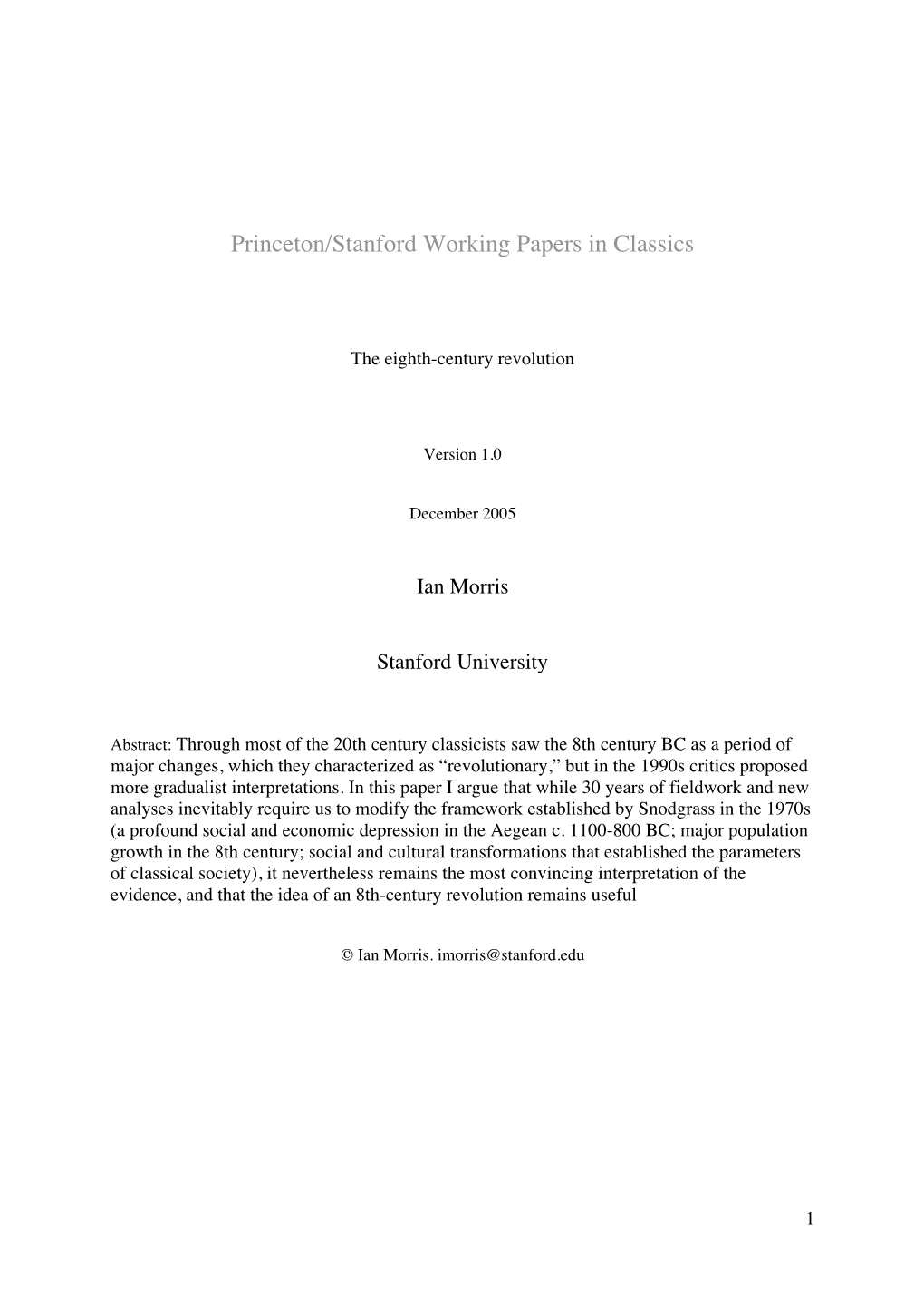 Princeton/Stanford Working Papers in Classics