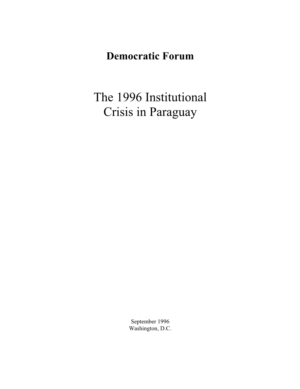 The 1996 Institutional Crisis in Paraguay