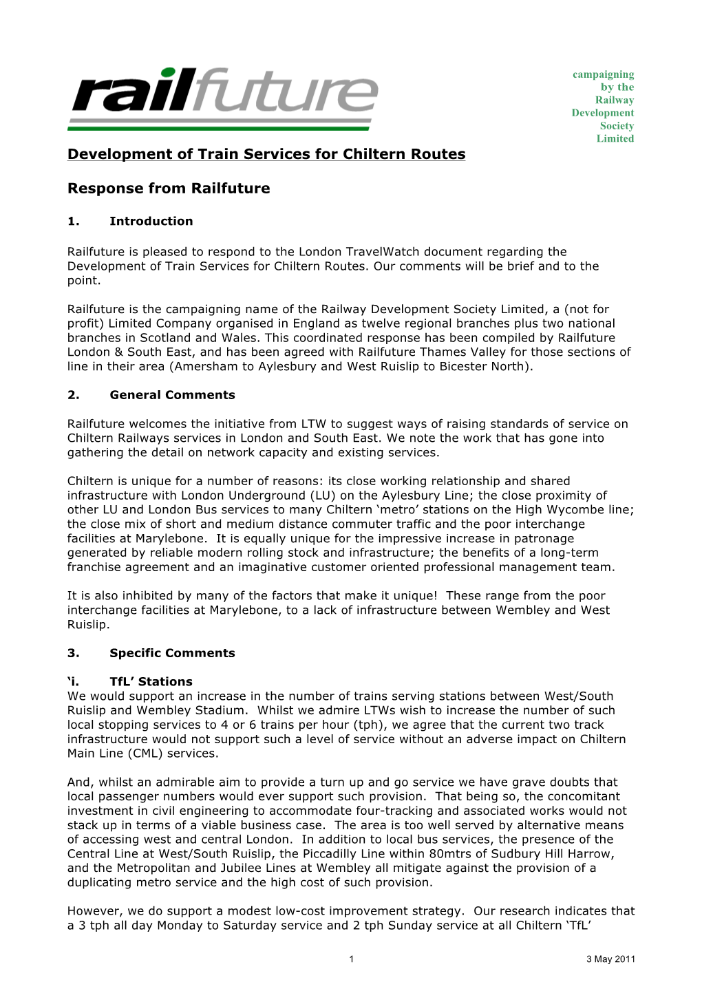 Rf LTW Chiltern Response