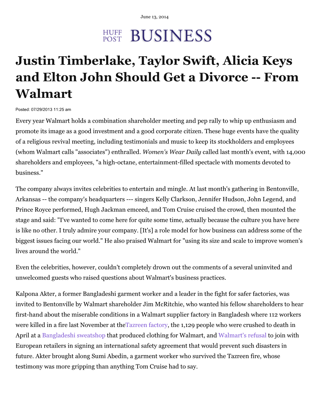 Justin Timberlake, Taylor Swift, Alicia Keys and Elton John Should Get a Divorce -- from Walmart