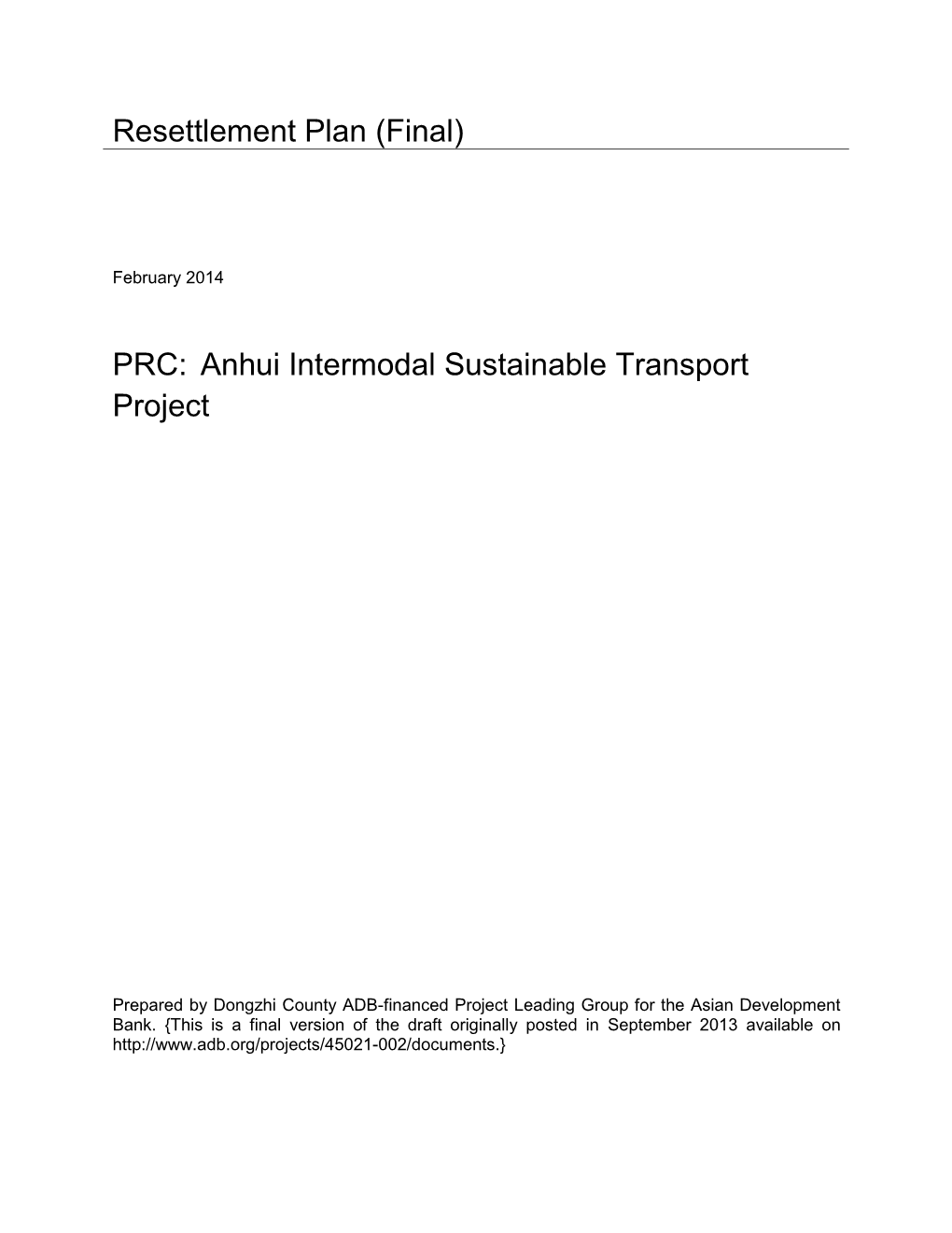 45021-002: Anhui Intermodal Sustainable Transport Development
