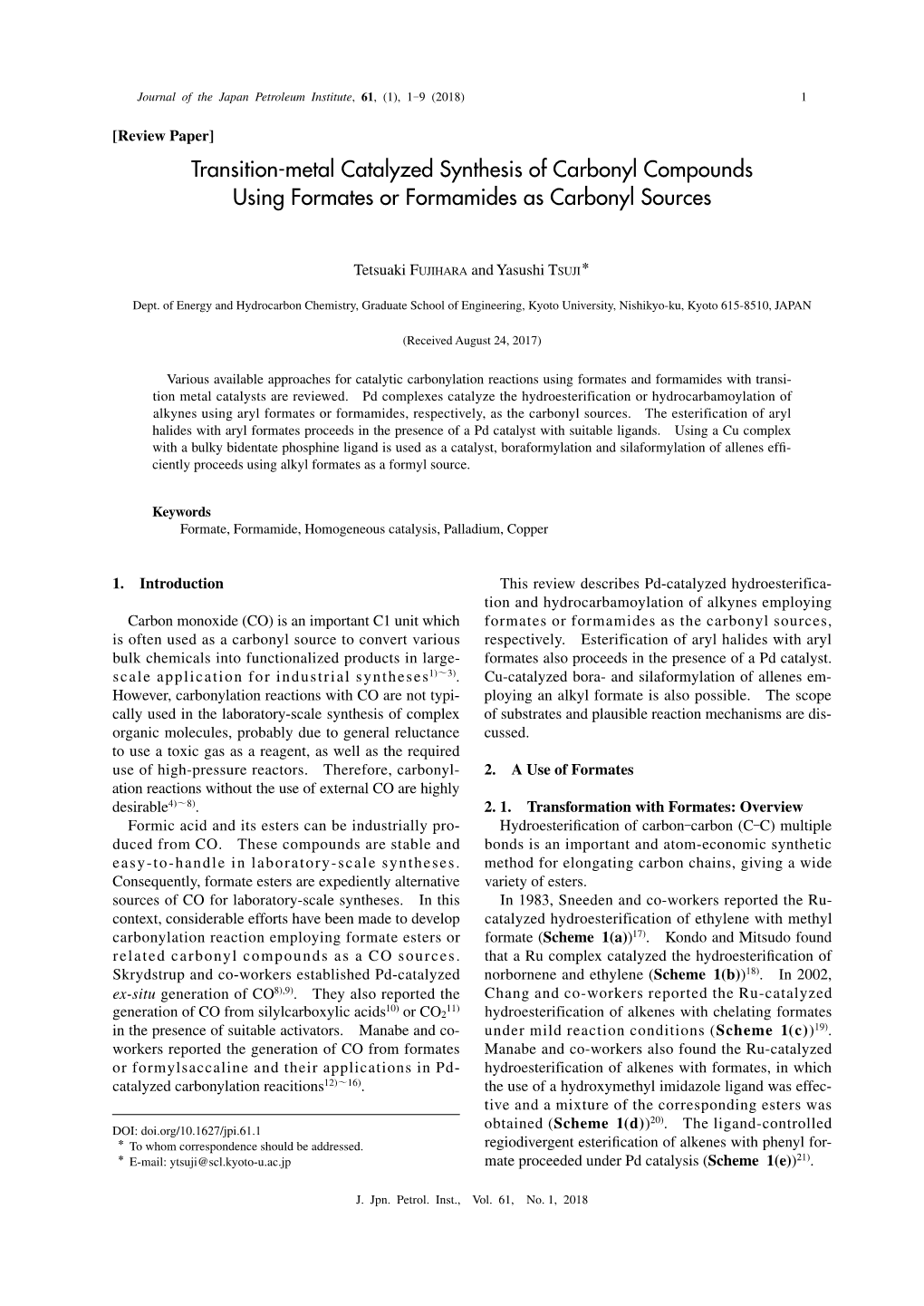 Transition-Metal Catalyzed Synthesis of Carbonyl Compounds Using Formates Or Formamides As Carbonyl Sources