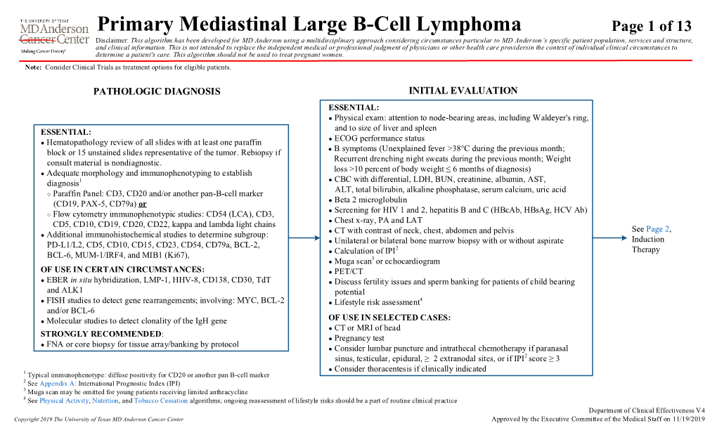 Primary Mediastinal Large B-Cell Lymphoma