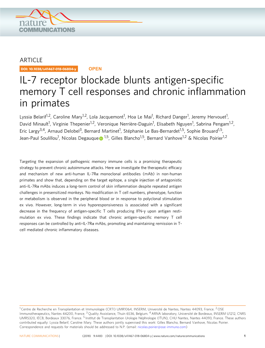 IL-7 Receptor Blockade Blunts Antigen-Specific Memory T Cell