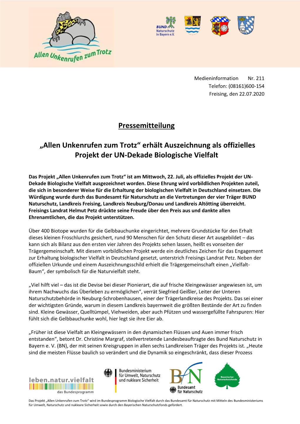 Pressemitteilung „Allen Unkenrufen Zum Trotz“ Erhält Auszeichnung Als