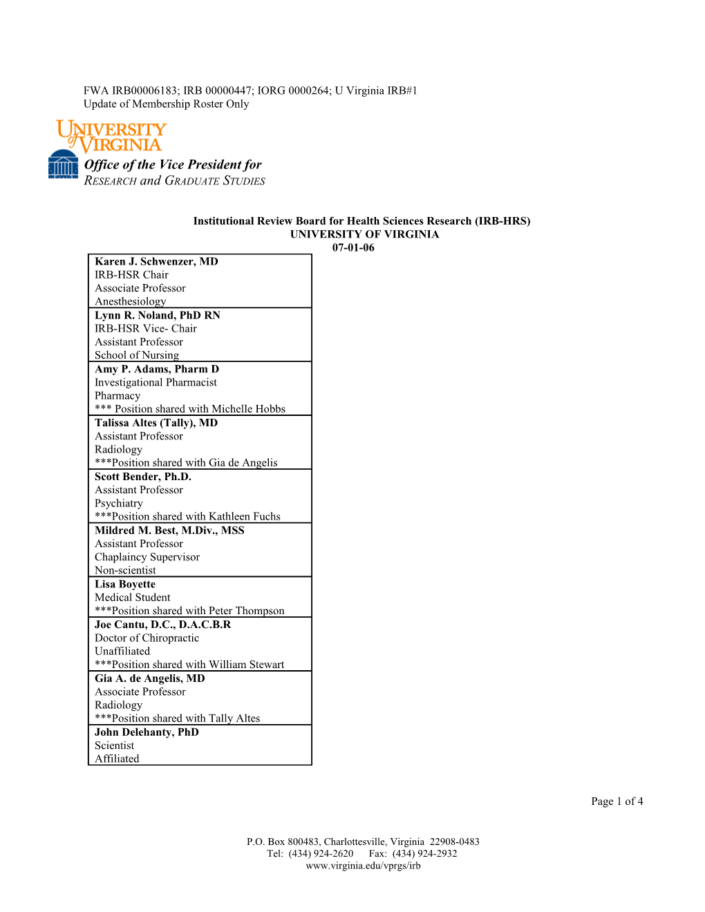 Institutional Review Board for Health Sciences Research (IRB-HRS)