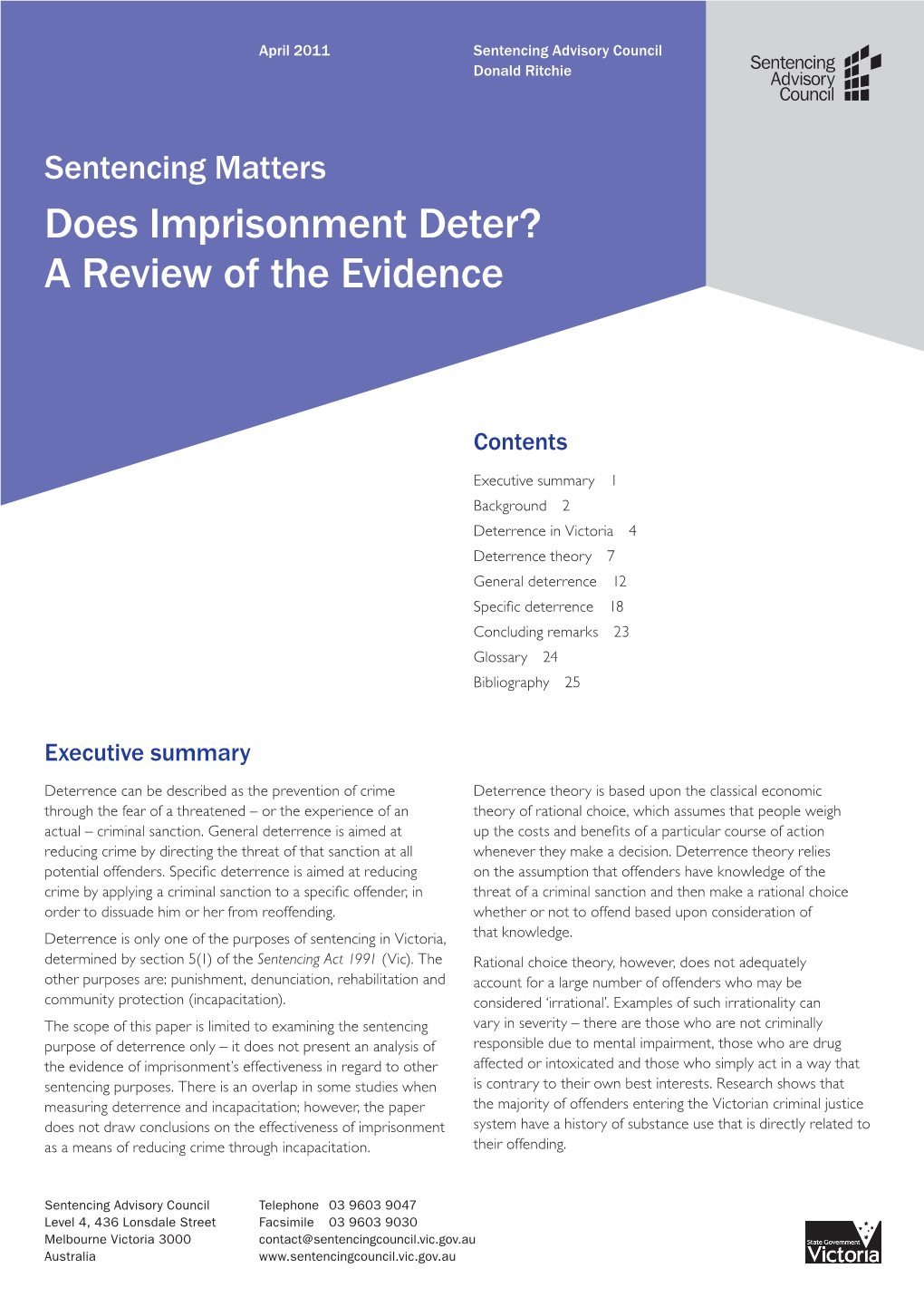 Does Imprisonment Deter? a Review of the Evidence