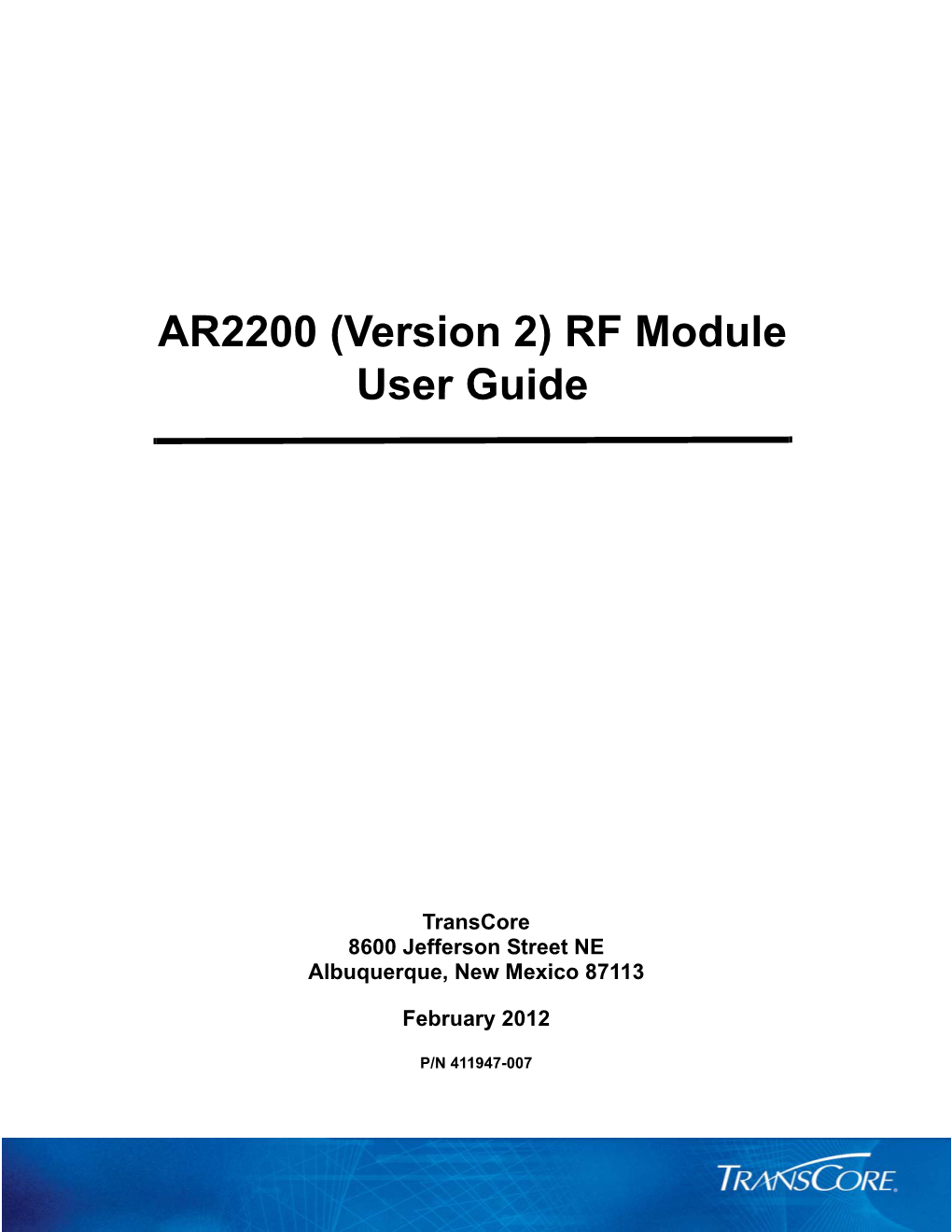 AR2200 (Version 2) RF Module User Guide