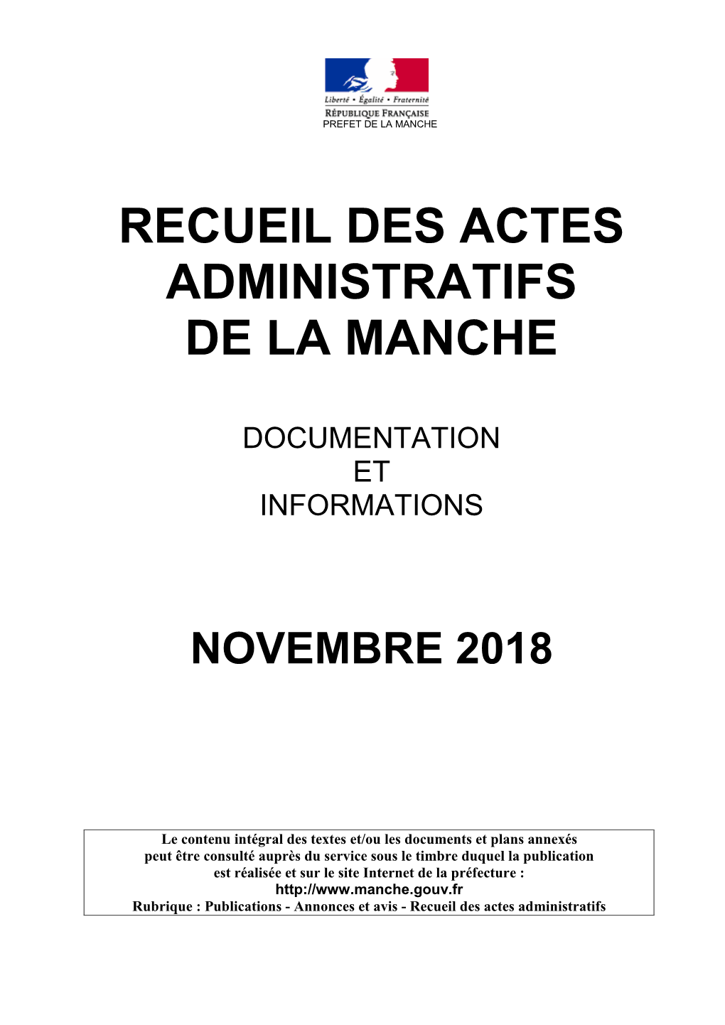 Recueil Des Actes Administratifs De La Manche