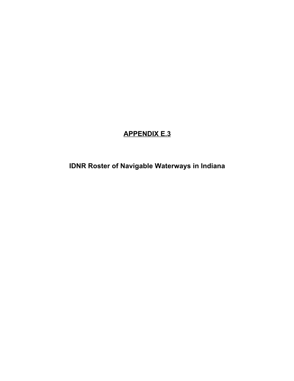 E.3-IDNR Roster of Navigable Waterways in Indiana