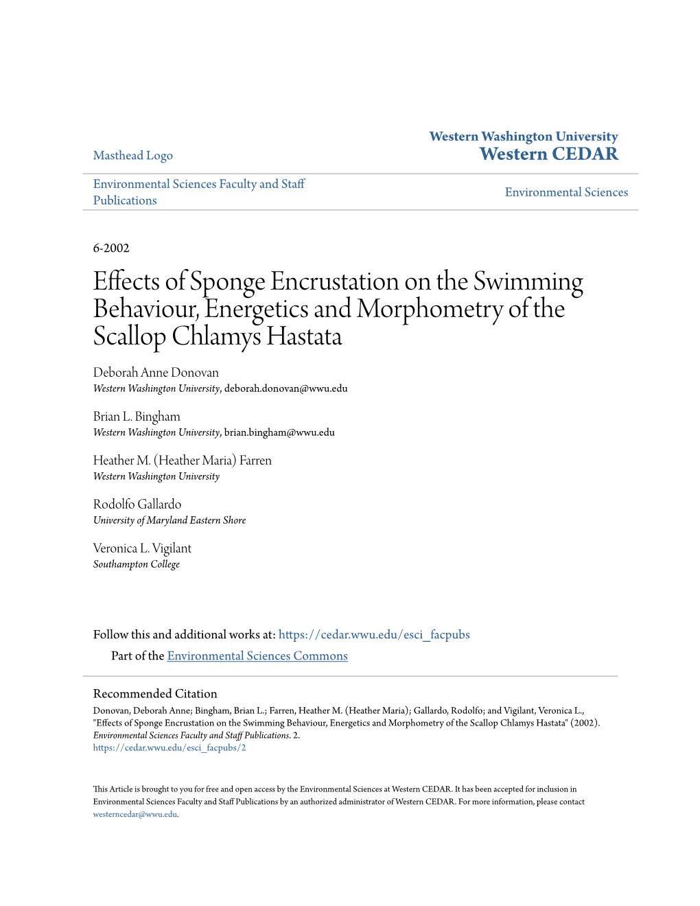 Effects of Sponge Encrustation on the Swimming Behaviour, Energetics