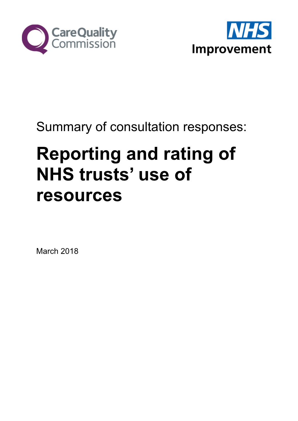 Reporting and Rating NHS Trusts' Use of Resources