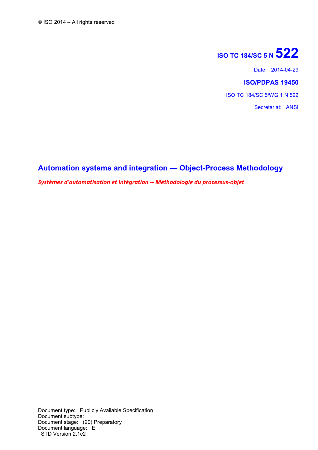 Automation Systems and Integration — Object-Process Methodology