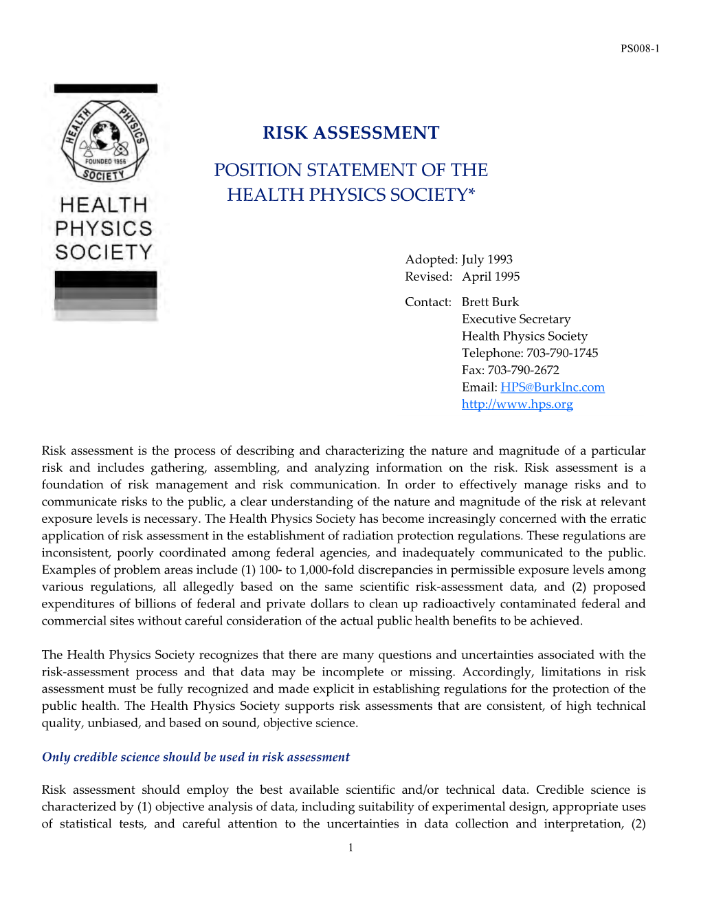 Radiation Risk Assessment