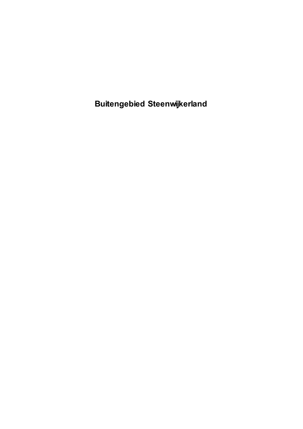 Buitengebied Steenwijkerland Inhoudsopgave