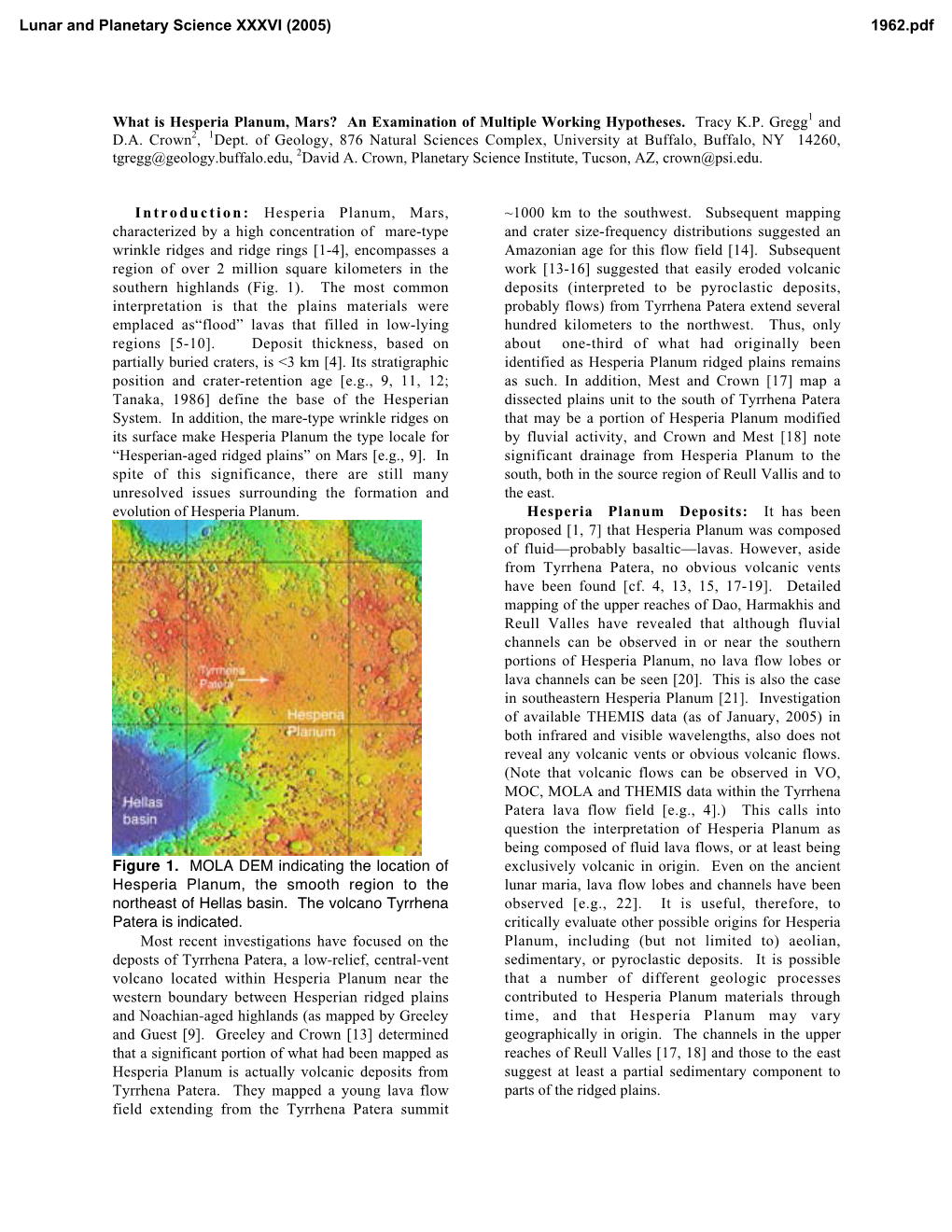 What Is Hesperia Planum, Mars? an Examination of Multiple Working Hypotheses