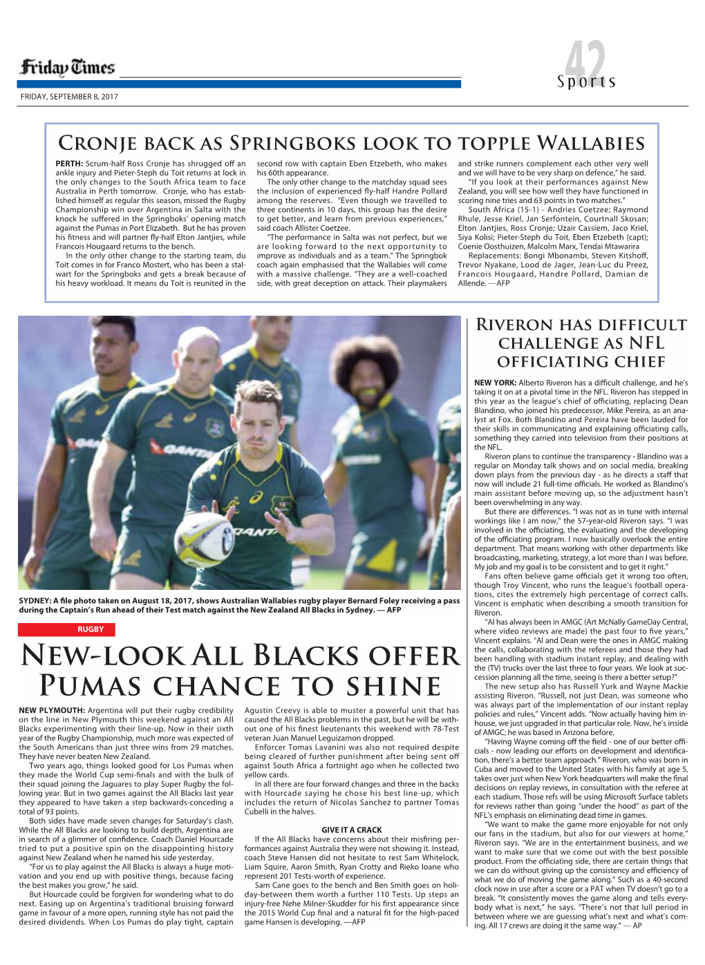 New-Look All Blacks Offer Pumas Chance to Shine