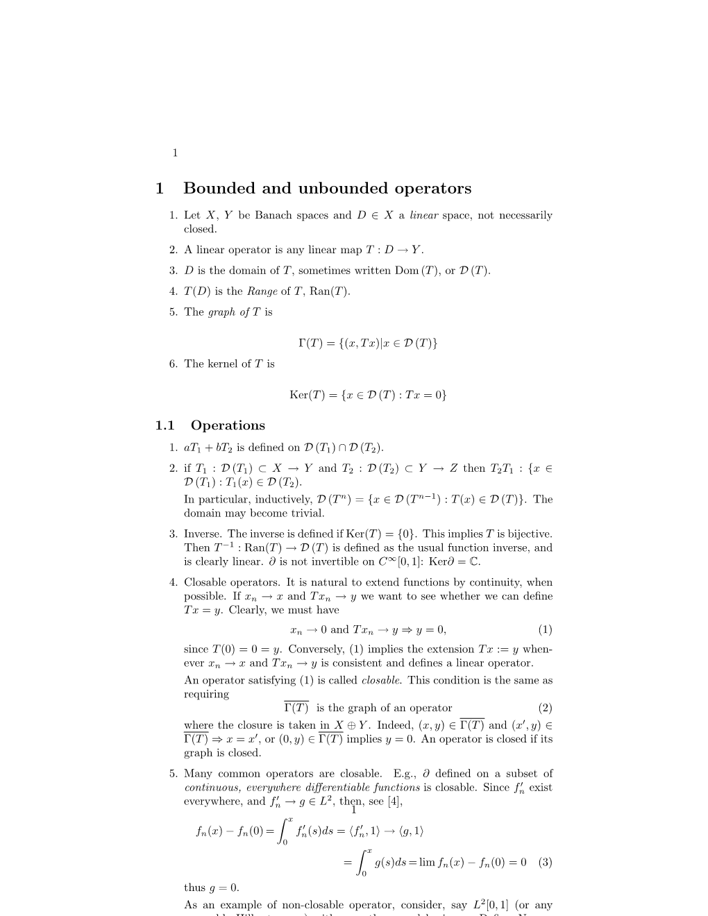 1 Bounded and Unbounded Operators