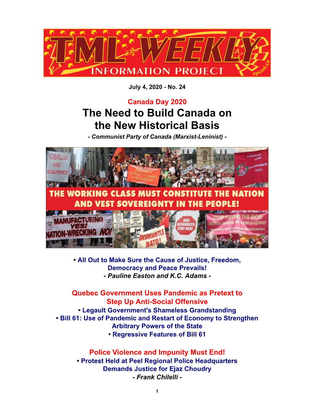 The Marxist-Leninist Weekly