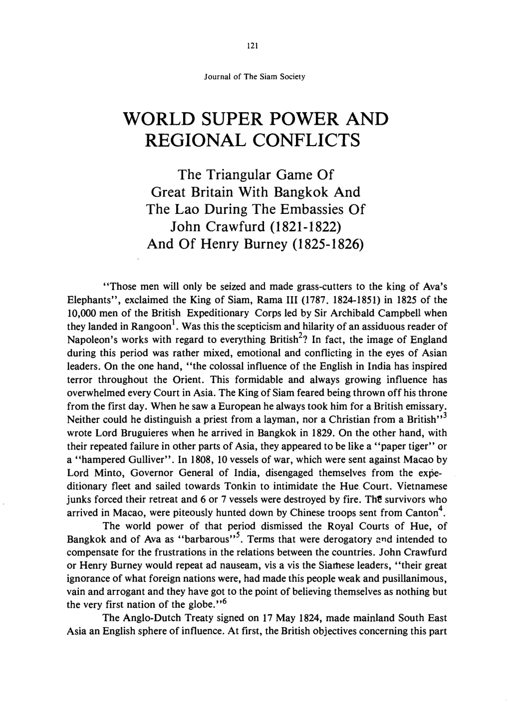 World Super Power and Regional Conflicts