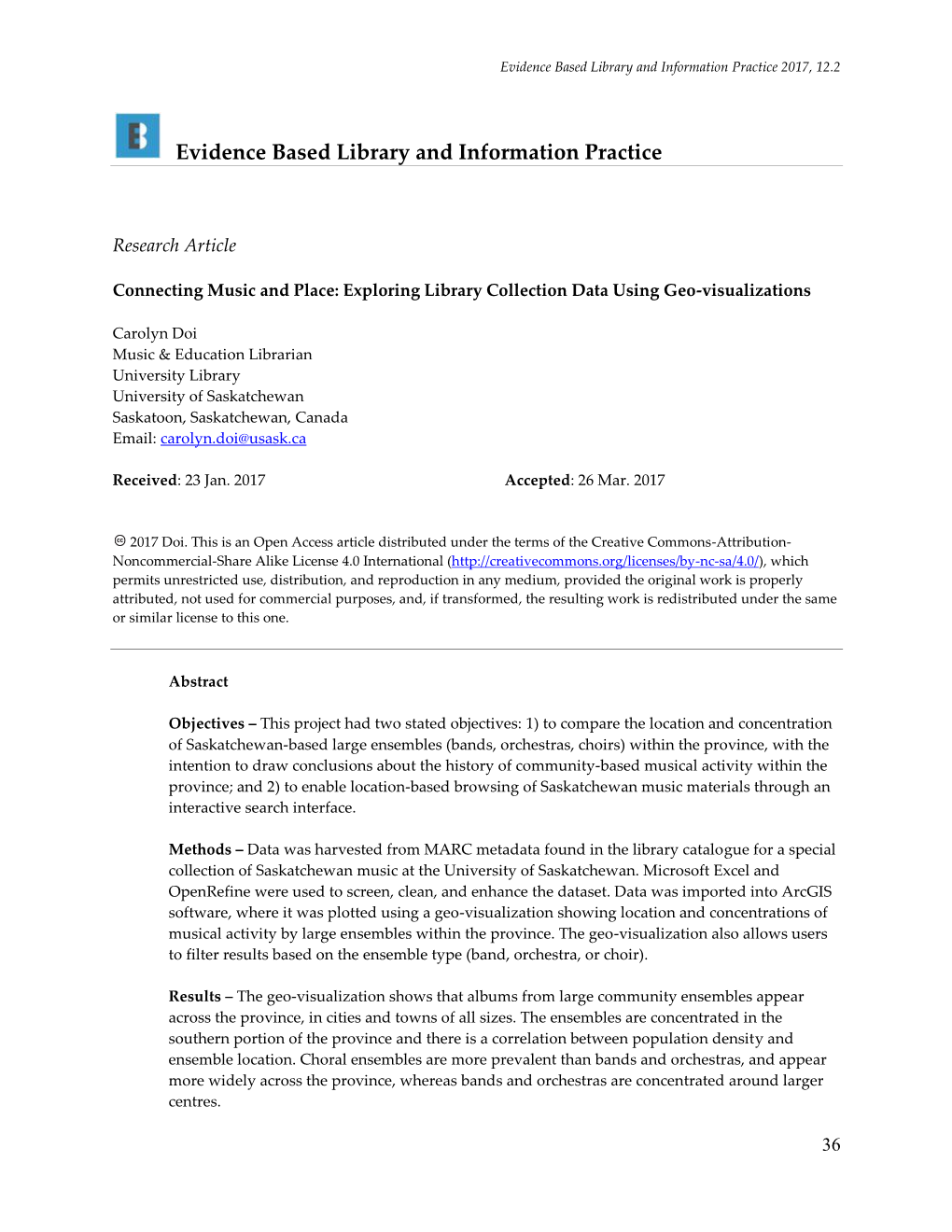 Connecting Music and Place: Exploring Library Collection Data Using Geo-Visualizations