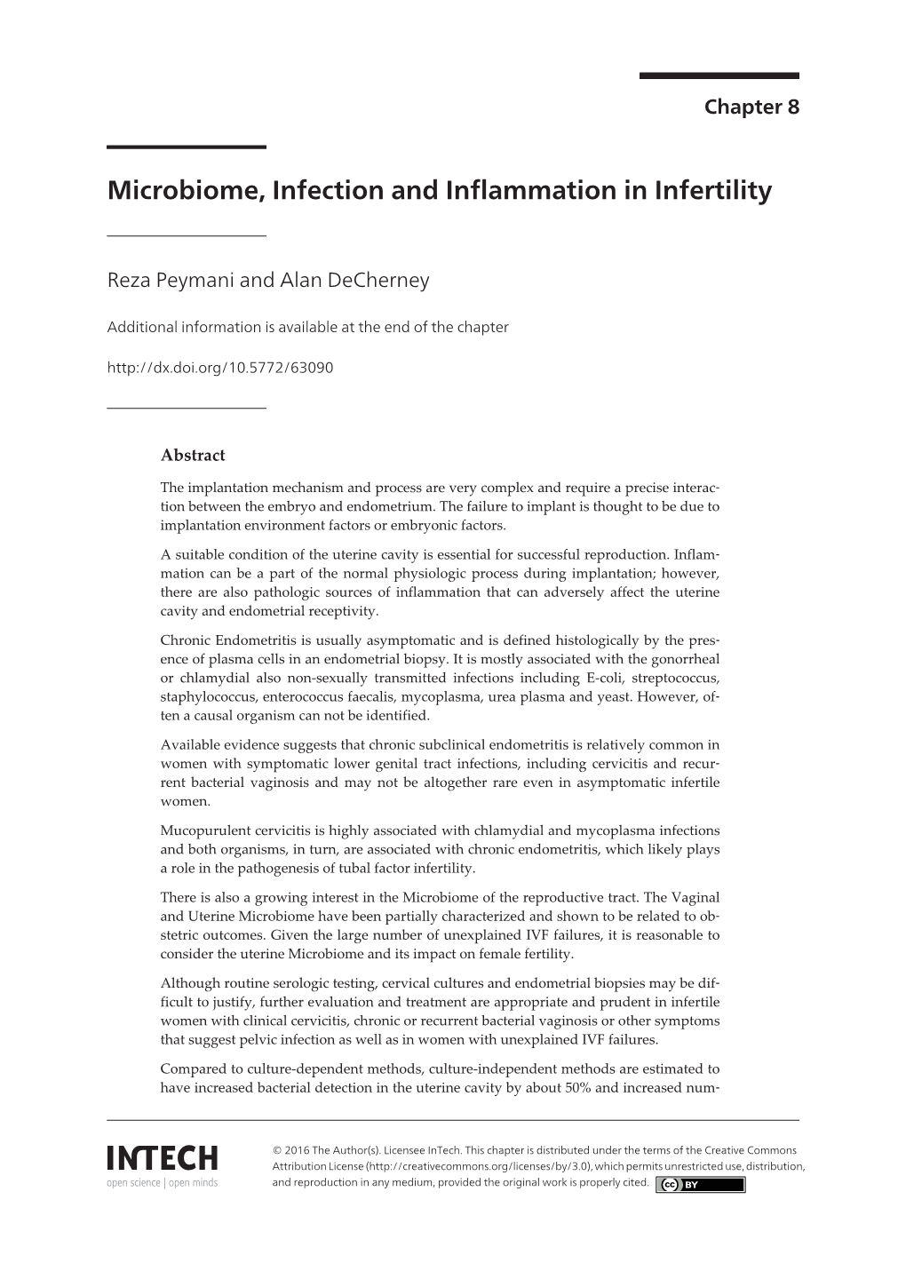 Microbiome, Infection and Inflammation in Infertility